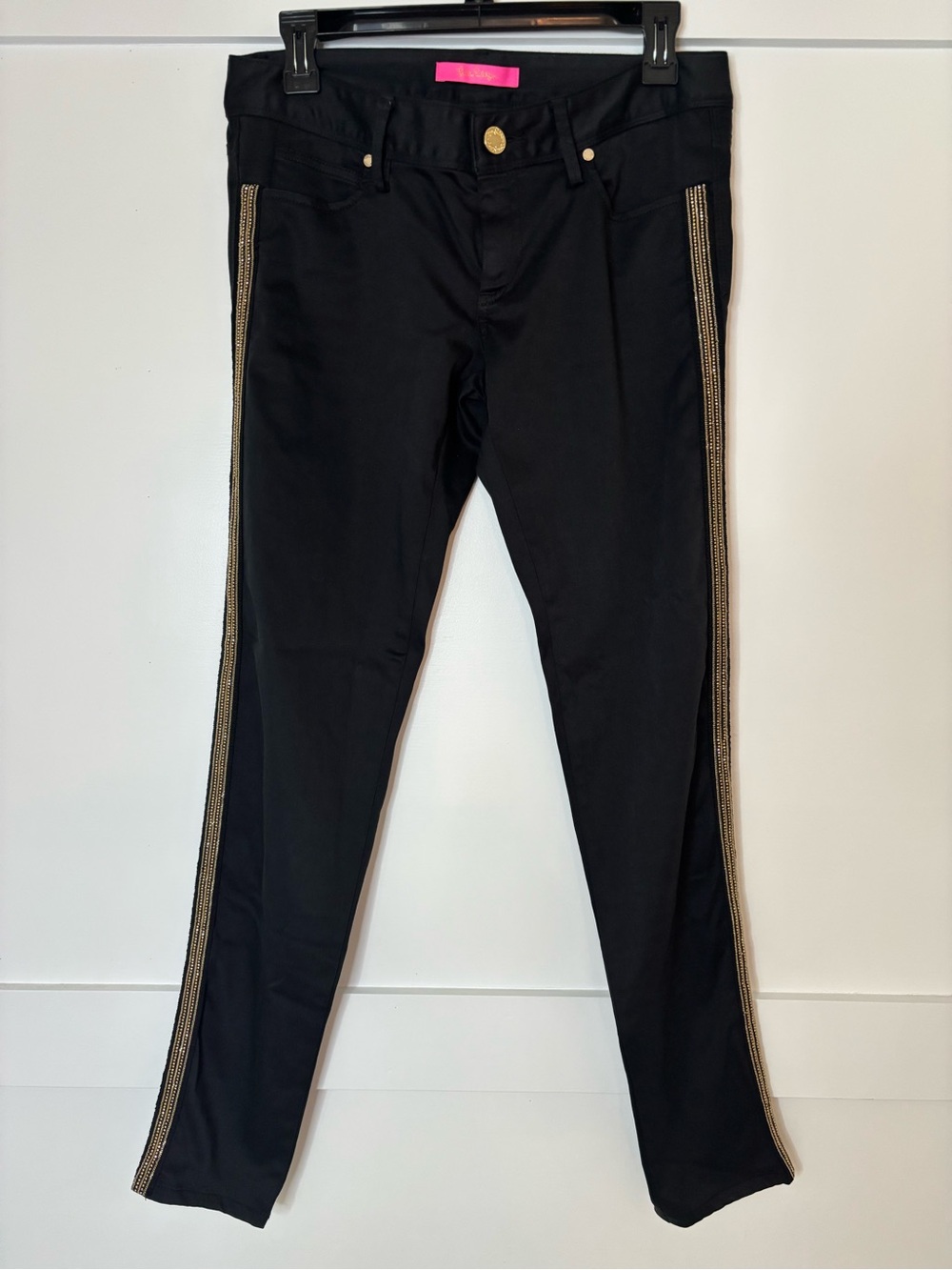 Lilly Pulitzer Black Pants with Gold Trim size 4 in excellent condition